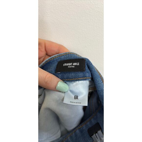 Express Jeans Womens 6 Regular Blue Light Wash High Waisted Straight Ankle - Picture 4 of 7